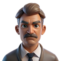 beautiful artistic Portrait of a middle-aged man with a handlebar mustache and a stern expression, lit by a dramatic side light, in a vintage photographic style exclusive png