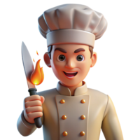 impressive abstract Portrait of a chef with a determined expression, holding a sharp knife, lit by the warm glow of a kitchen fire, in a photorealistic style genuine png