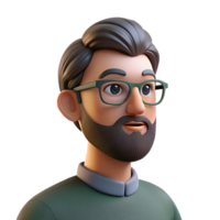 elegant traditional Portrait of a man with a beard and glasses, looking thoughtfully off into the distance, lit by soft window light, in a realistic style exclusive png