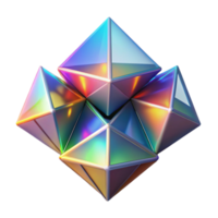 wonderful traditional A cluster of levitating, geometric prisms, refracting light into a spectrum of colors, illuminated by a bright, directional light, in a minimalist, optical art style professional png