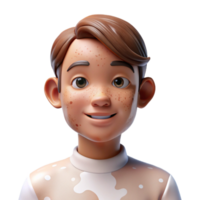 wonderful creative Portrait of a person with vitiligo, showcasing the unique patterns on their skin, lit by soft, diffused light, in a naturalistic photographic style detailed png