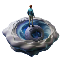 magnificent creative A solitary figure standing on a precipice overlooking a vast, swirling nebula, in a contemplative, science fiction art style 4K png