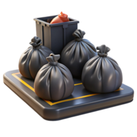 vibrant rustic A pile of garbage bags on a city sidewalk, urban grime, realistic rendering, dim lighting professional png