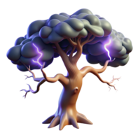 wonderful abstract A gnarled oak tree in a thunderstorm, dramatic lightning, powerful style high resolution png