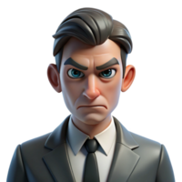 magnificent creative Portrait of a man with a stern expression, wearing a suit and tie, lit by harsh, directional light, in a noir style premium png