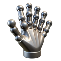 elegant contemporary A swarm of nanobots forming the shape of a human hand reaching out, metallic texture, lit by a single bright white light source authentic png