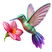 elegant vintage A hummingbird hovering in mid-air, wings blurred in motion, sipping nectar from a vibrant fuchsia flower, with a dynamic painting style exclusive png