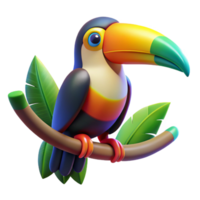 vibrant vintage A colorful toucan perched on a branch, vibrant jungle lighting, stylized and graphic design exclusive png
