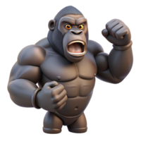magnificent abstract A gorilla beating its chest, dense jungle setting, powerful and dominant posture genuine png