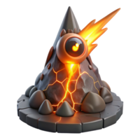 elegant creative A powerful cyclops forging a lightning bolt in a volcanic cavern, sparks flying, illuminated by the molten lava, in a dynamic, painterly style genuine png