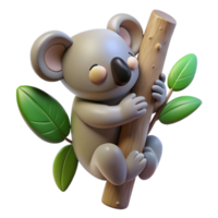 wonderful classic A sleepy koala clinging to a eucalyptus tree, soft, diffused lighting creating a peaceful atmosphere. Photorealistic style with soft focus genuine png