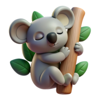 magnificent creative A sleepy koala clinging to a eucalyptus tree, soft diffuse lighting, cute and cuddly style 4K png