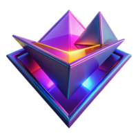 impressive contemporary Fractured geometric shapes in vibrant neon hues, with sharp, contrasting shadows cast by a hidden light source, in a retro-futuristic, synthwave style high quality png