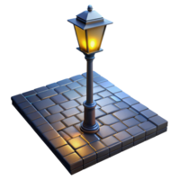 beautiful artistic A lone streetlamp illuminating a cobblestone alleyway in a futuristic metropolis, cyberpunk style, volumetric lighting, rain-slicked surfaces genuine png