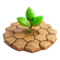 vibrant modern A cracked desert floor with a single green plant growing through, resilience and survival, stark contrast original png