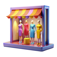 vibrant rustic A brightly lit shop window displaying mannequins, consumerism theme, vibrant colors, pop art style professional png