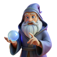 extraordinary minimalist A wise old wizard with a long white beard, holding a glowing orb, surrounded by swirling arcane energy. Greg Rutkowski style, warm lighting authentic png