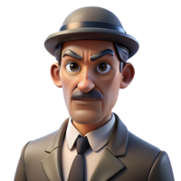 impressive rustic Portrait of a man with a stern expression and a monocle, lit by a single, dramatic light source, in a film noir style original png