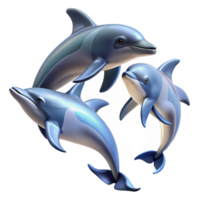 wonderful vintage A group of dolphins leaping out of the ocean, dynamic lighting, realistic style authentic png
