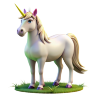 elegant minimalist A majestic unicorn with a shimmering white coat and a golden horn, grazing in a peaceful meadow, illuminated by the warm sunlight. Fantasy art style 4K png