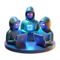 magnificent abstract A group of hackers huddled around a glowing console, working to breach a secure network, in a dark, cinematic style authentic png