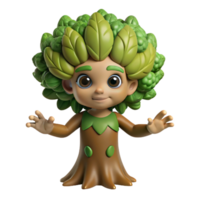 magnificent abstract A playful dryad with bark-like skin and leafy hair, merging with a giant oak tree. Surrealism style, dappled lighting high resolution png