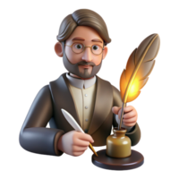 stunning abstract Portrait of a writer with a pensive expression, holding a quill pen, lit by the warm glow of a desk lamp, in a vintage, romantic style exclusive png