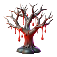 stunning classic A withered, ancient tree with gnarled branches reaching towards a blood-red sky, dripping with viscous, black ichor. Lit by ominous red lightning, rendered in a dark, surreal style 4K png