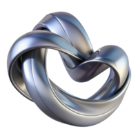 serene modern A flowing, ribbon-like form, twisting and turning in space, rendered in a metallic, chrome finish original png
