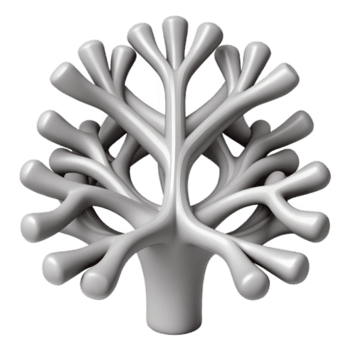 buitengewoon minimalistische een complex, fractal patroon, lijkt op een vertakking boom of rivier- delta, in een monochromatisch, grijswaarden palet, in een minimalistisch, generatief kunst stijl exclusief png