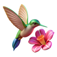 wonderful rustic A tiny hummingbird hovering near a vibrant flower, wings blurred in motion, captured in macro photography style with shallow depth of field original png