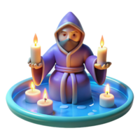 impressive traditional A wise oracle reading the future in a pool of shimmering water, illuminated by candlelight, in a mystical style premium png