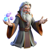 wonderful traditional A wise old wizard with a long white beard and intricate robes, casting a spell with glowing runes floating around his hands. Soft, ambient lighting. Classical painting style 4K png