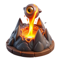 extraordinary artistic A powerful cyclops forging a lightning bolt in a volcanic cavern, sparks flying, illuminated by the molten lava, in a dynamic, painterly style professional png