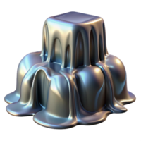 wonderful contemporary A cascading waterfall of liquid mercury, reflecting distorted images in its surface, lit by dramatic chiaroscuro lighting, in a surrealist style genuine png