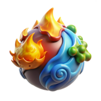 wonderful artistic A powerful elemental with swirling earth, air, fire, and water, radiating energy, vibrant and dynamic style 4K png