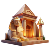 serene traditional A mysterious sphinx guarding an ancient temple, its gaze fixed on the horizon. Egyptian-inspired style, warm lighting detailed png