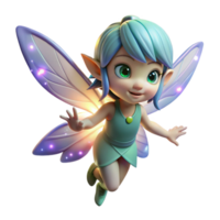 elegant modern A playful pixie with iridescent wings and a mischievous grin, sprinkling fairy dust, lit by glowing particles. Anime style genuine png