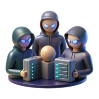 serene rustic A group of hackers huddled around a glowing console, working to breach a secure network, in a dark, cinematic style 4K png