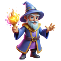 elegant creative A cartoon wizard casting a spell, surrounded by magical energy, vibrant and dynamic lighting emphasizing the magical effects, illustrated in a fantastical cartoon style high quality png