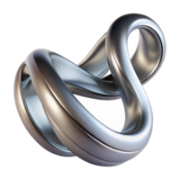 serene creative A flowing, ribbon-like form, twisting and turning in space, rendered in a metallic, chrome finish professional png