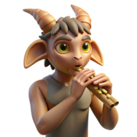 stunning rustic A mischievous satyr playing a pan flute in a sun-drenched forest glade. Warm, inviting lighting. Impressionistic style original png