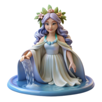 serene creative A beautiful nymph with flowing robes and a flower crown, bathing in a waterfall. Art Nouveau style, soft lighting 4K png