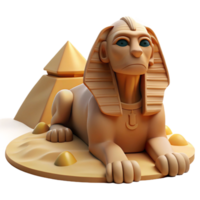 dramatic rustic An ancient sphinx, posing its riddle to a weary traveler in the desert. Harsh, midday lighting. Egyptian art style premium png