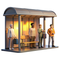 beautiful modern A hyperrealistic portrait of a diverse group of urban commuters waiting at a bus stop at dawn, soft golden light, photorealistic style detailed png