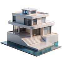dramatic classic Modernist house, minimalist white concrete structure, panoramic ocean view, clear midday lighting, highly detailed, Bauhaus style premium png