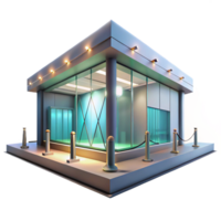 elegant minimalist A sleek, modern art museum with large glass panels, bright gallery lighting, minimalist style authentic png