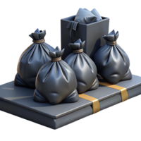 extraordinary artistic A pile of garbage bags on a city sidewalk, urban grime, realistic rendering, dim lighting professional png