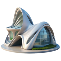 dramatic rustic Zaha Hadid inspired building, futuristic curves, fluid forms, dynamic lighting, parametric style exclusive png