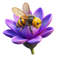 impressive abstract A close-up of a bee collecting pollen from a vibrant purple flower, macro photography, natural lighting professional png
